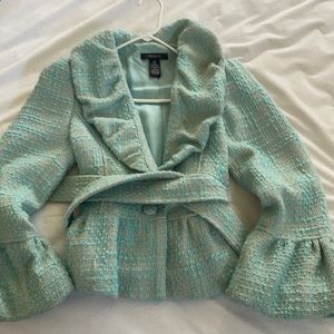 Arden B aqua blue knit short wrap coat size XS